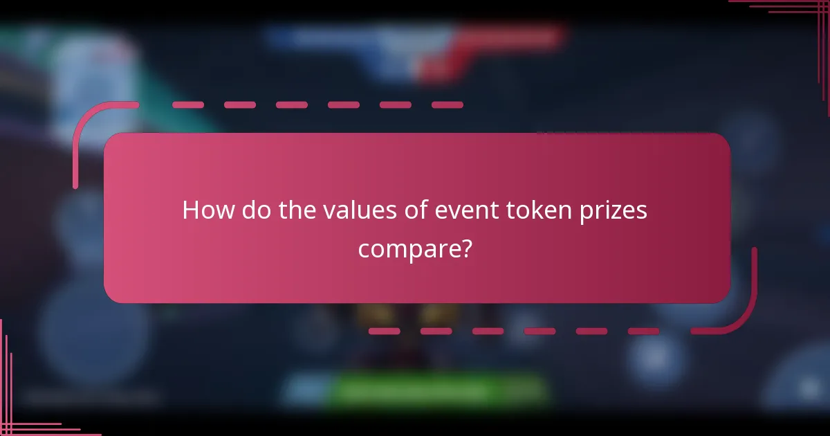 How do the values of event token prizes compare?