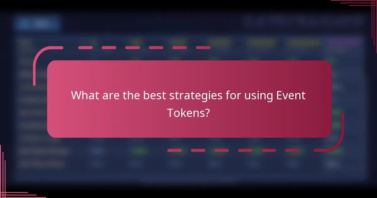 What are the best strategies for using Event Tokens?
