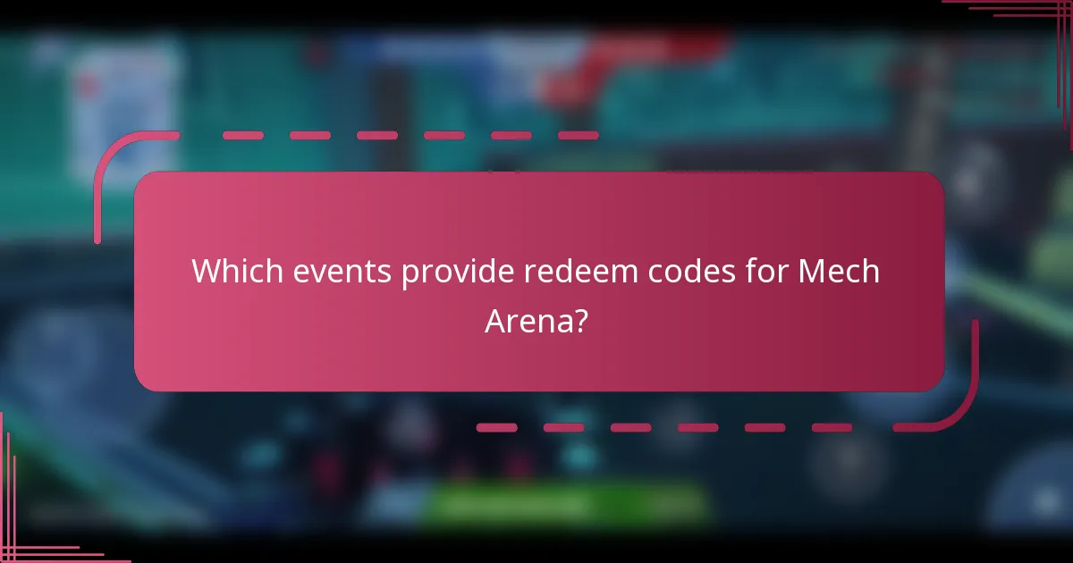 Which events provide redeem codes for Mech Arena?